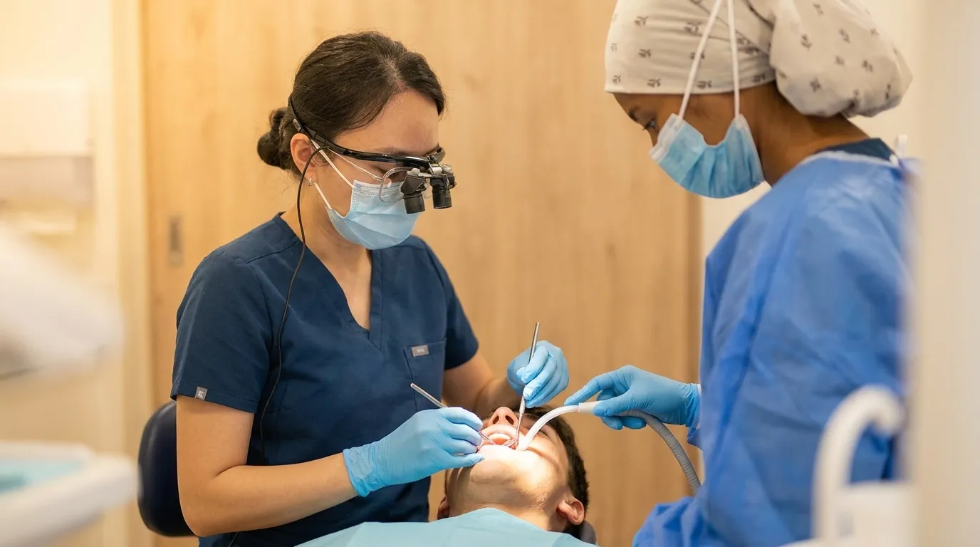 Root canal treatment in progress